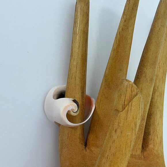 VIntage Sz 6 New N/Tags Natural Spiral Shell Statement Ring Artisan Hand Carved - Picture 8 of 10